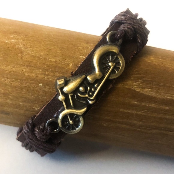 Motorcycle Leather & Rope Bracelet Women or Men’s - Picture 2 of 5